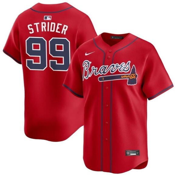 Nike Atlanta Braves Red Alternate Limited Custom Jersey Strider 99 size 48 NWT - Picture 2 of 6
